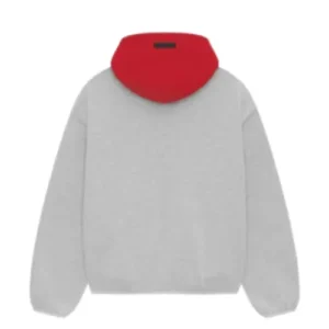 Essentials Bulls Hoodie gris vista trasera con diseño minimalista y acabado limpio