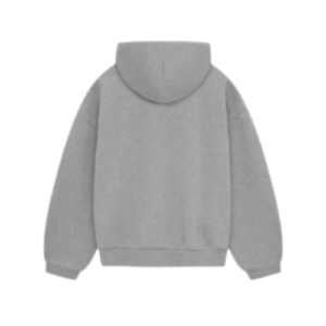 Essentials Hoodie Dark Heather Oatmeal sudadera gris vista trasera con diseño minimalista y acabado limpio