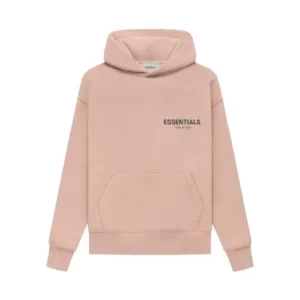 sudadera con capucha Essentials Fear of God en color rosa, confeccionada en algodón premium con corte oversize y diseño minimalista.