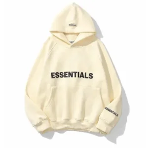 Sudadera con capucha extragrande color crema ESSENTIALS