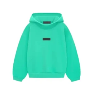 Essentials Hoodie Mint Leaf sudadera verde menta con capucha y logo ESSENTIALS en el pecho