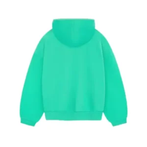 Essentials Hoodie Mint Leaf sudadera verde menta vista trasera con diseño minimalista y capucha