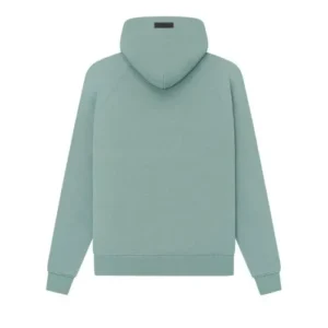 FEAR OF GOD Essentials Sudadera Verde con "ESSENTIALS FEAR OF GOD" grabado en el frente, bolsillo canguro y ajuste relajado que transmite comodidad y estilo casual back