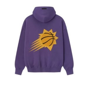 Vista trasera de la sudadera con capucha deportiva Essentials de los Suns, diseño minimalista, tejido premium y corte relajado.