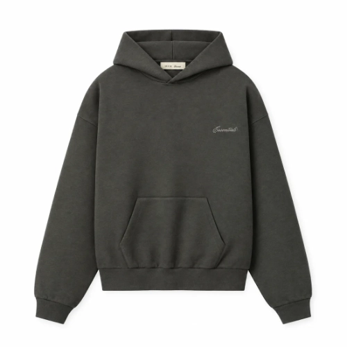 Sudadera Essentials en Gris Carbón con Firma Bordada Sudadera Essentials en Gris Carbón con Firma Bordada