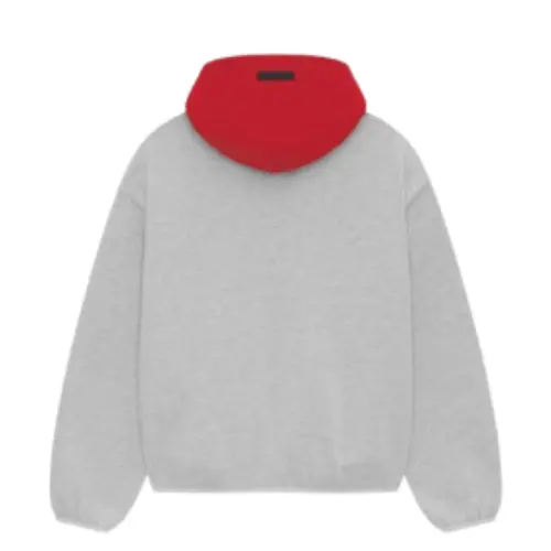 Essentials Bulls Hoodie gris vista trasera con diseño minimalista y acabado limpio