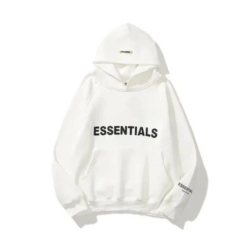 Sudadera Con Capucha Extragrande ESSENTIALS Blanca Vista frontal de la sudadera con capucha extragrande ESSENTIALS blanca, confeccionada en algodón premium con ajuste oversize y diseño minimalista.