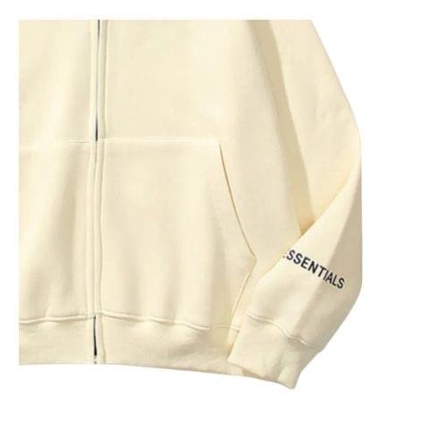 Vista trasera de la sudadera con capucha Essentials Fear of God Blend Jersey con silueta relajada, acabado premium y confección de alta calidad.