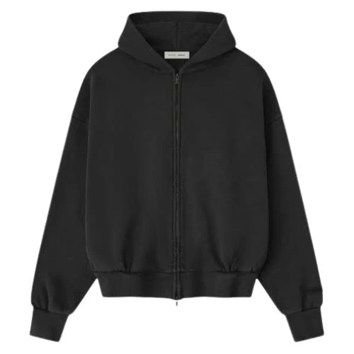 Sudadera con capucha y cremallera completa Black Fear of God Essentials sudadera con capucha y cremallera completa Black Fear of God Essentials, tejido premium y diseño minimalista.