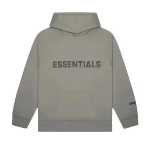 Essentials Hoodie in Grey Essentials Hoodie in Grey sudadera con capucha con logo ESSENTIALS en negro en el pecho y en la manga izquierda