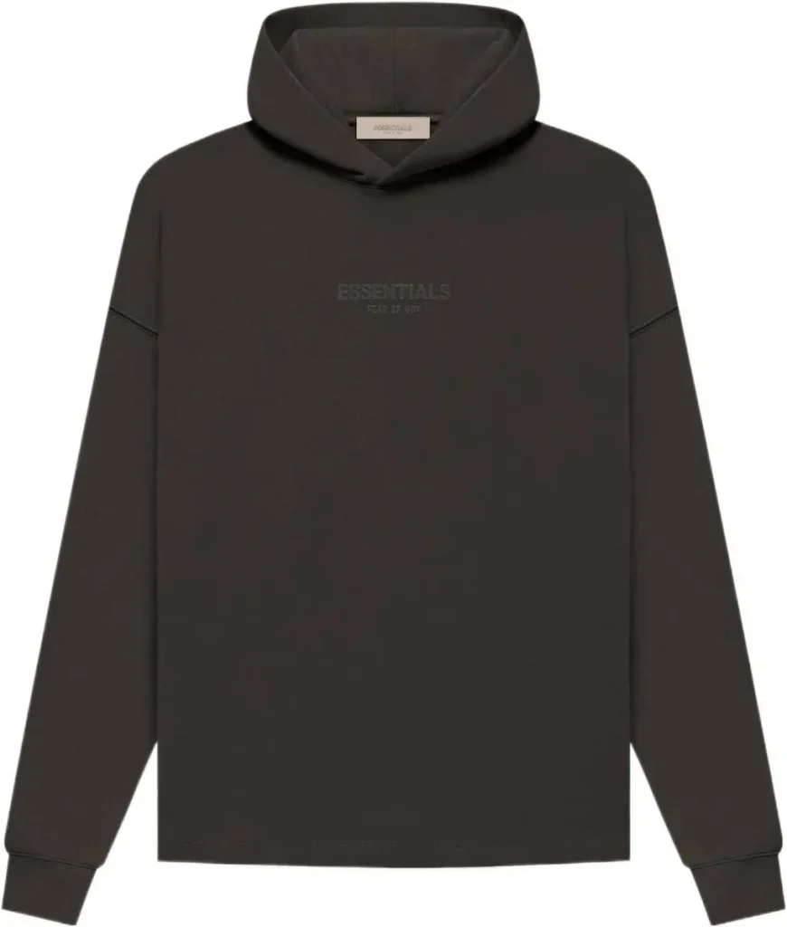Fear of God Essentials FW22 Hoodie 100% Original Unisex Close-up of the high-quality fabric and signature branding on the Fear of God Essentials FW22 Hoodie 100% Original Unisex