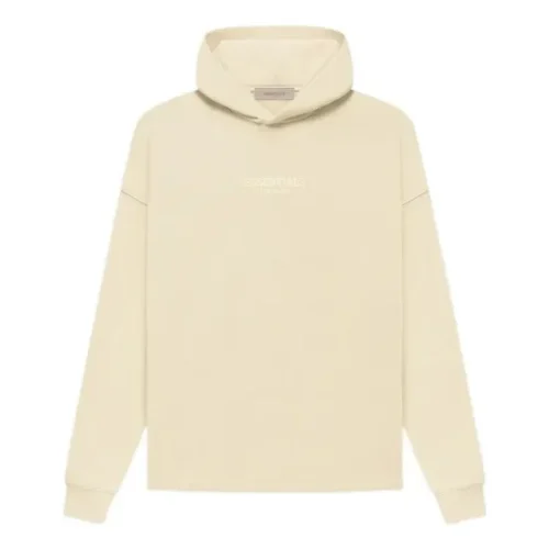 Essentials Fear Of God Beige Hoodie Relaxed Fit Essentials Fear Of God Relaxed Fit beige hoodie con bolsillo frontal y diseño minimalista