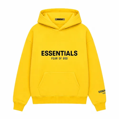 Essentials Fear Of God Amarilla de alta calidad con capucha y estilo urbano moderno